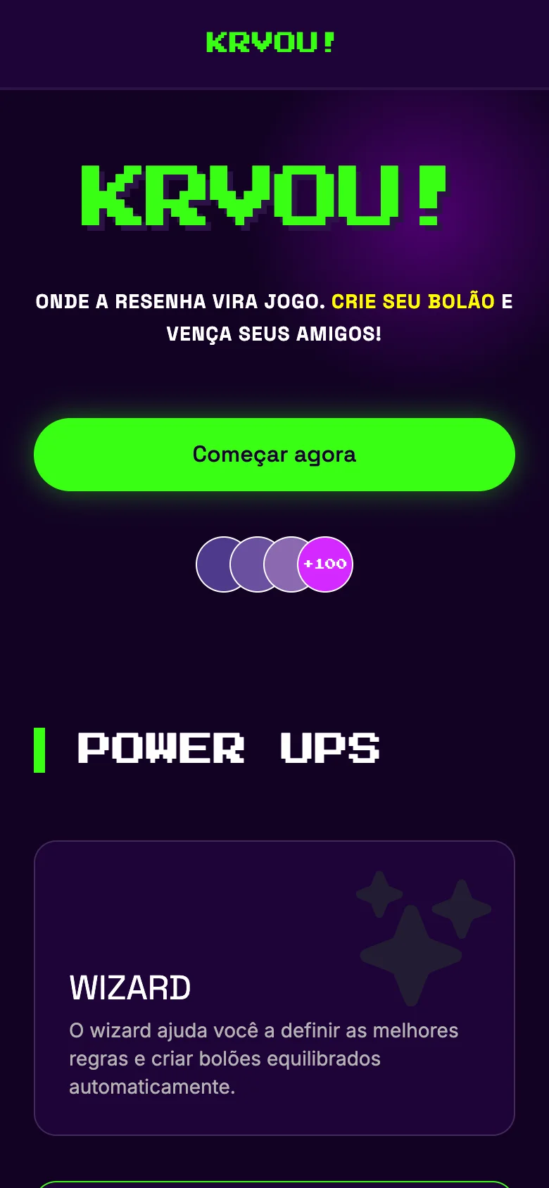 Krvou landing page